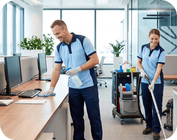 Cleaner working in a commercial kitchen